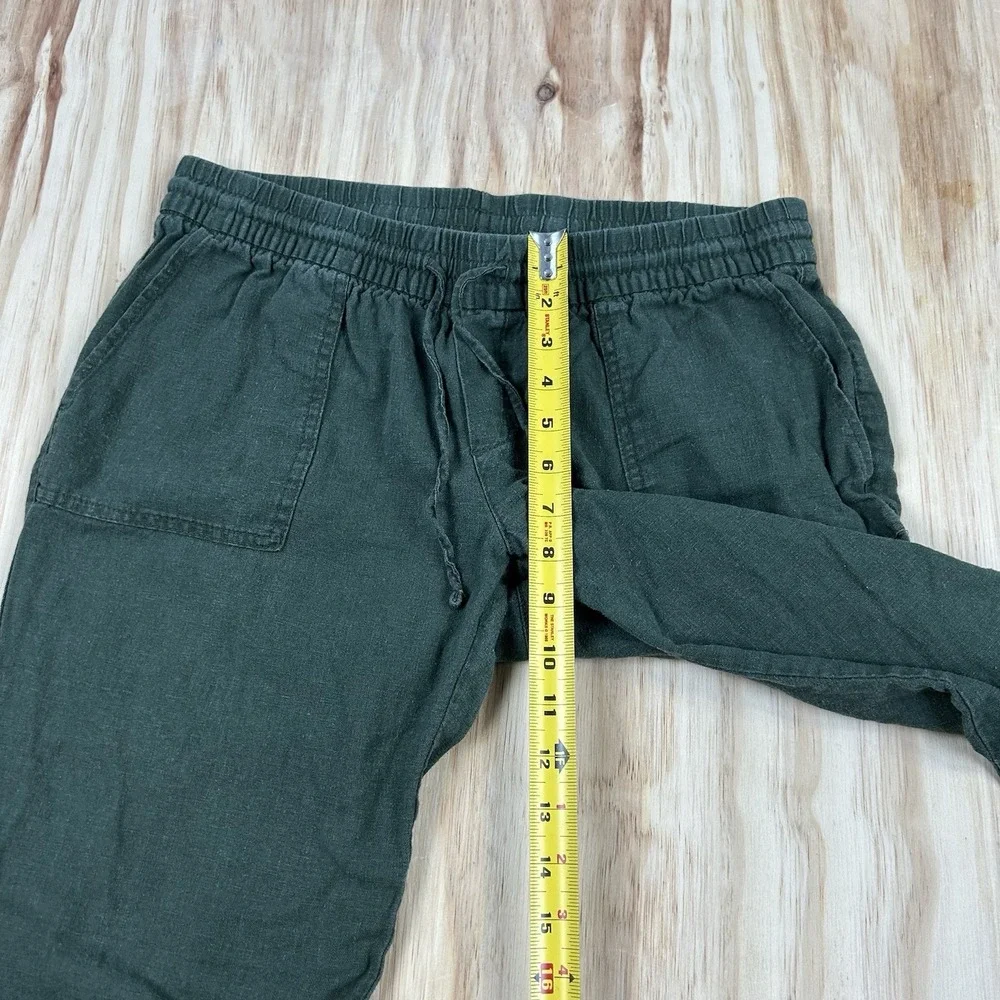 Old Navy Women's Medium Green Cropped Tapered Linen Blend Pants Casual Summer
